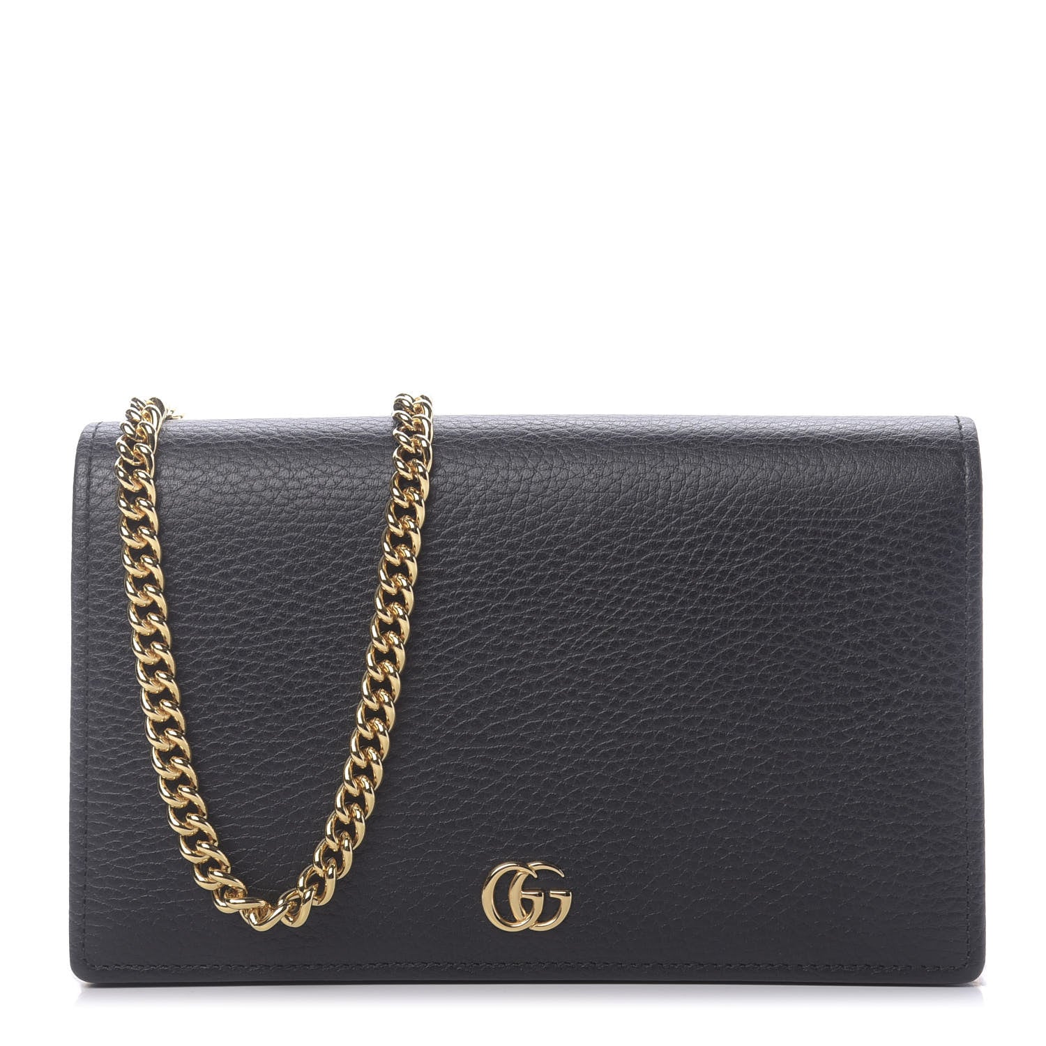 Gucci Calfskin Mini GG Marmont Chain Wallet Black 1 of 10