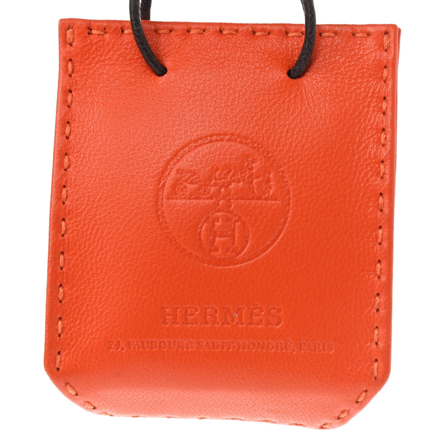 Hermes Milo Lambskin Swift Shopping Bag Charm Feu Gold 3 of 4