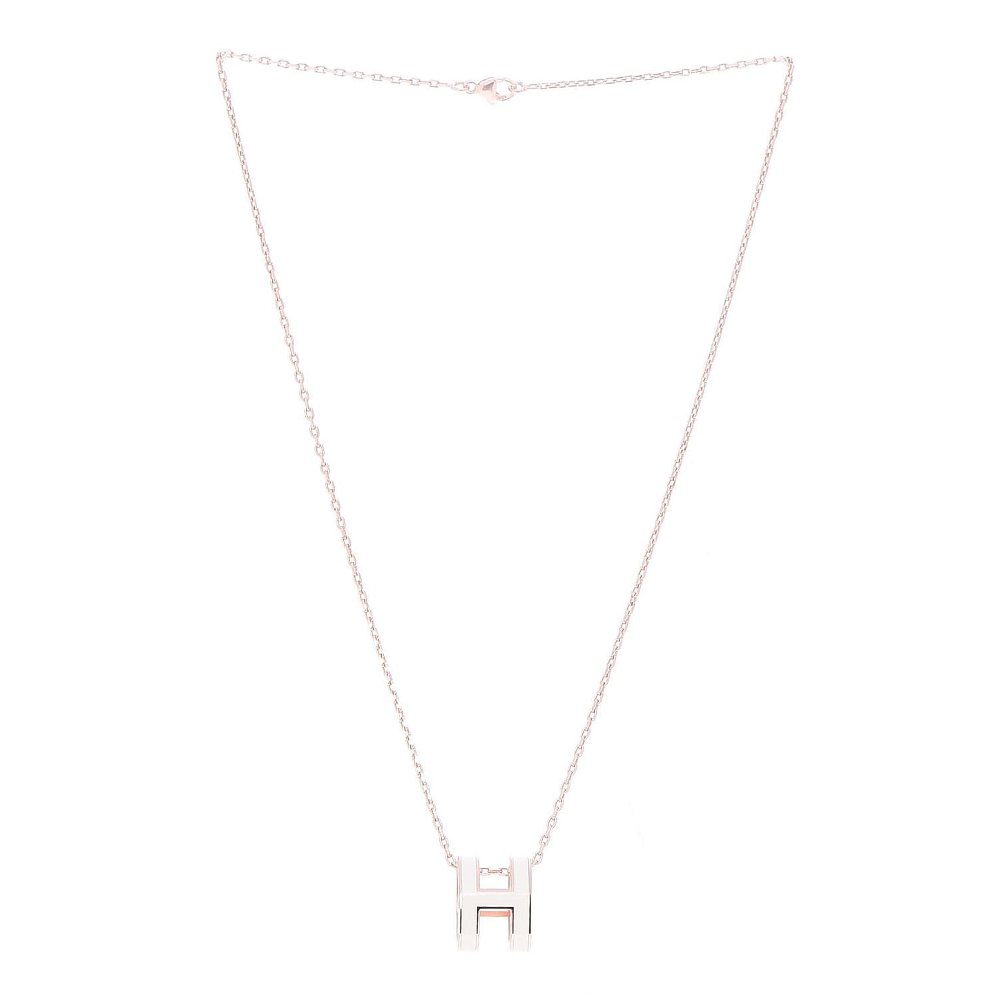 Lacquered Rose Gold Pop H Pendant Necklace White