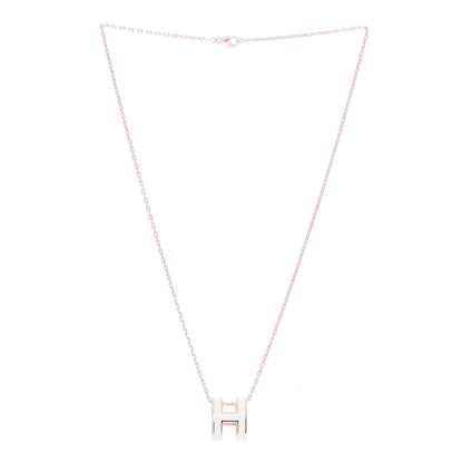 Hermes Lacquered Rose Gold Pop H Pendant Necklace White 3 of 7