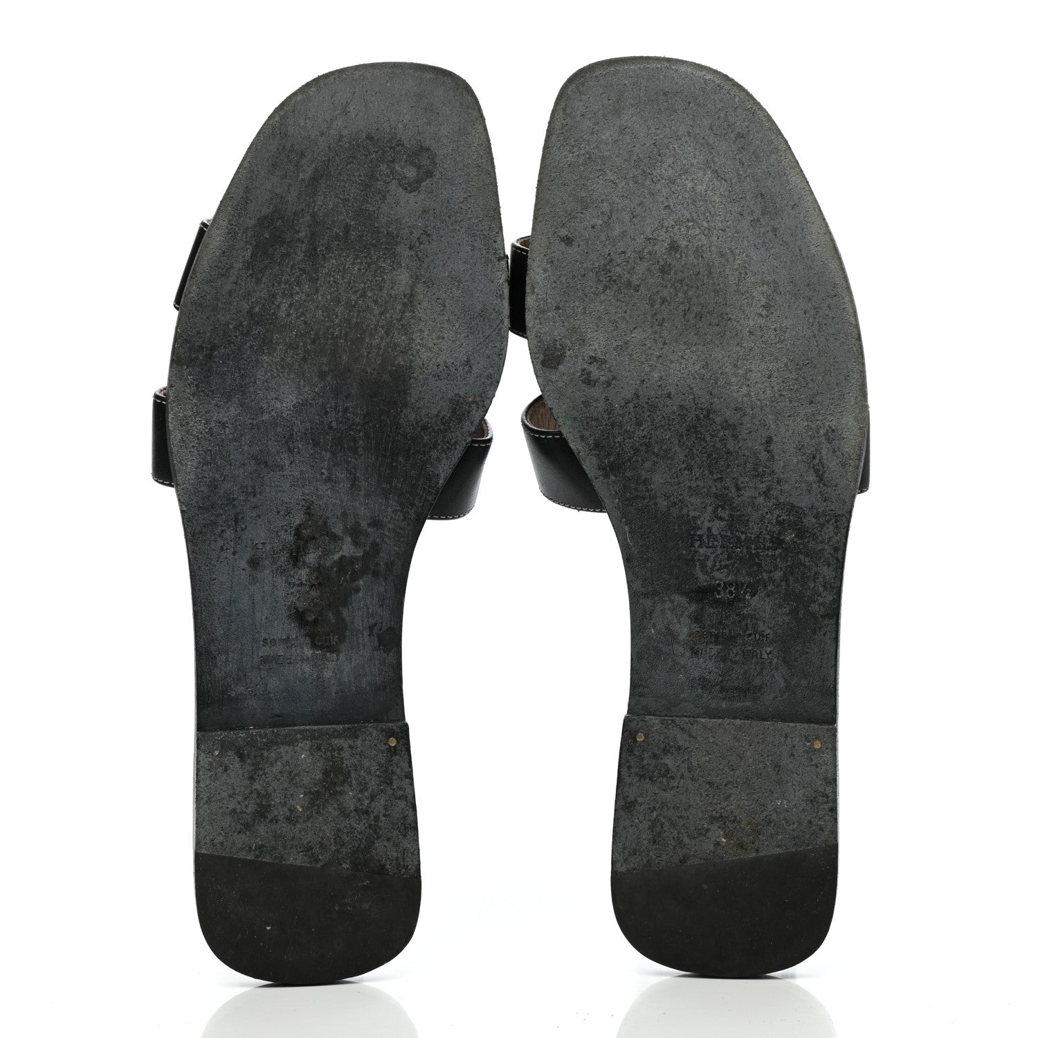 Hermes Box Calfskin Oran Sandals 38.5 Black 5 of 10