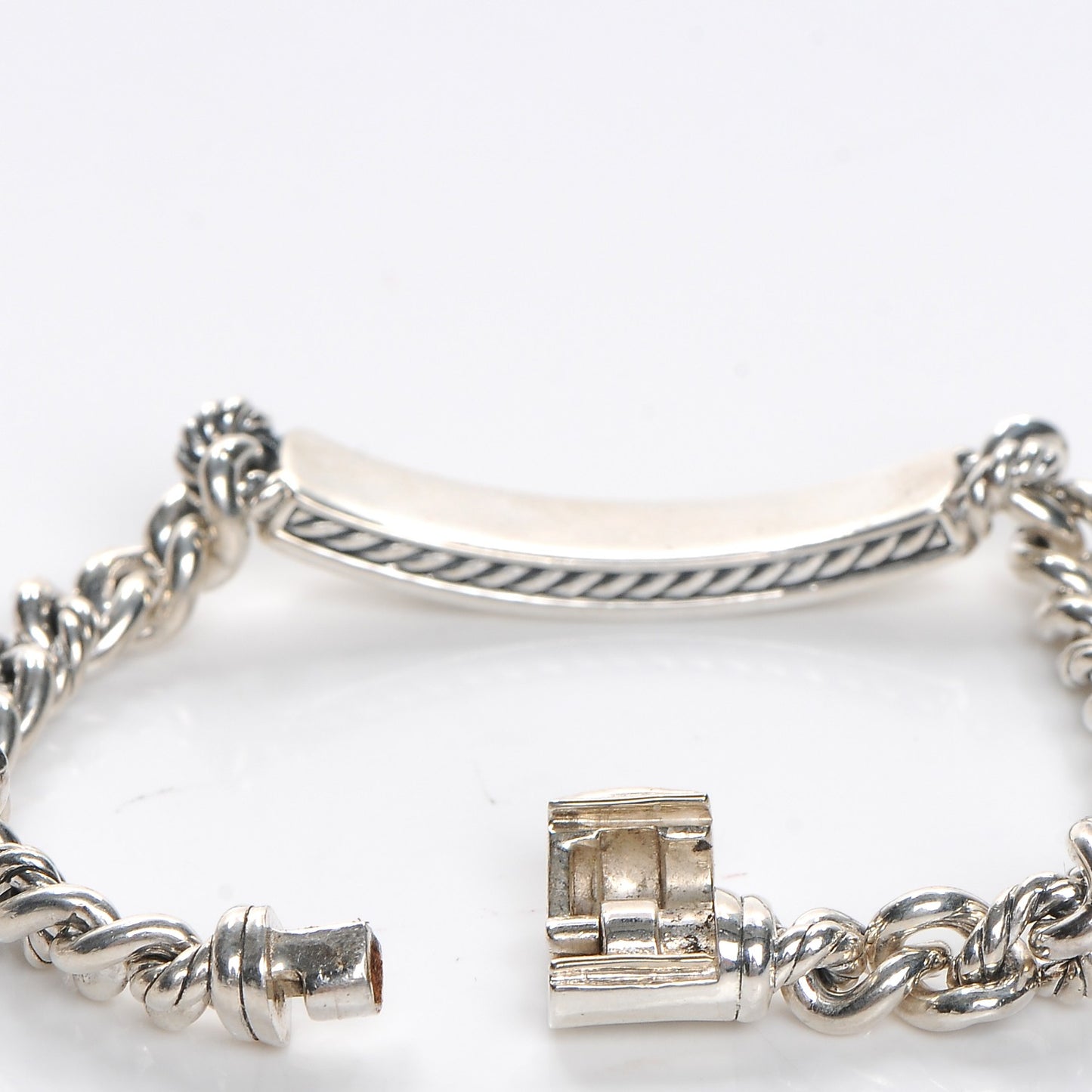 Sterling Silver Diamond 7mm Petite Pave Curb Link Love ID Bracelet