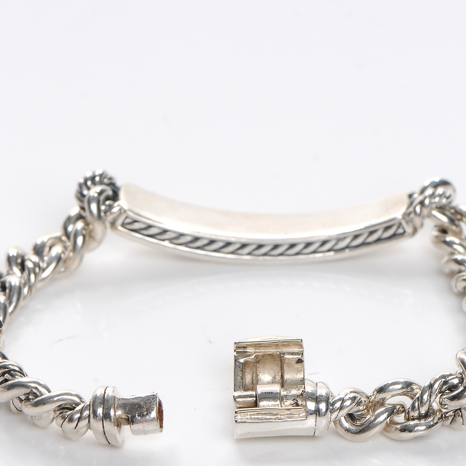 David Yurman Sterling Silver Diamond 7mm Petite Pave Curb Link Love ID Bracelet 4 of 6
