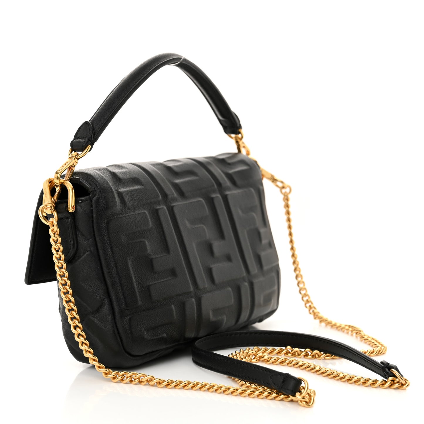 Nappa FF 1974 Embossed Mini Baguette Black