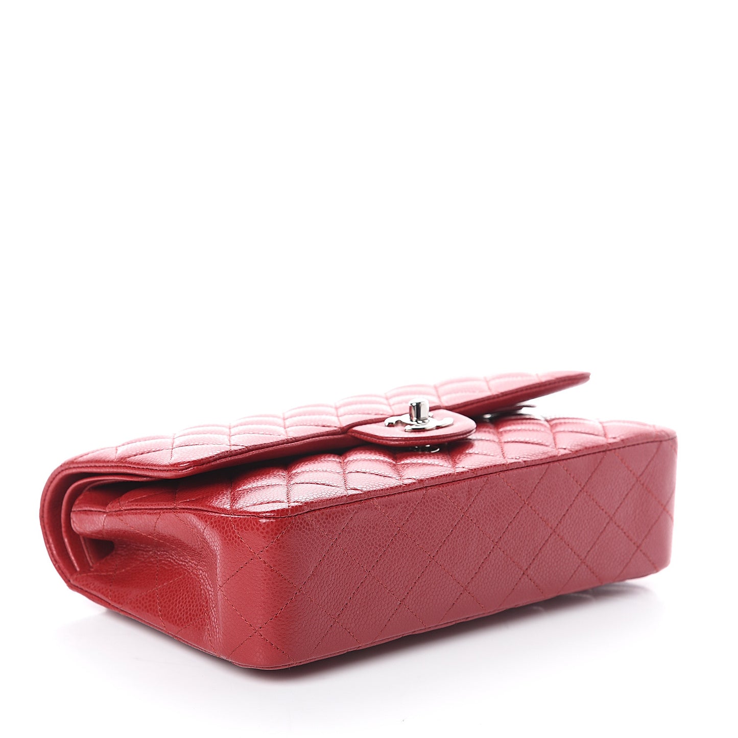 Caviar Quilted Medium Double Flap Red
