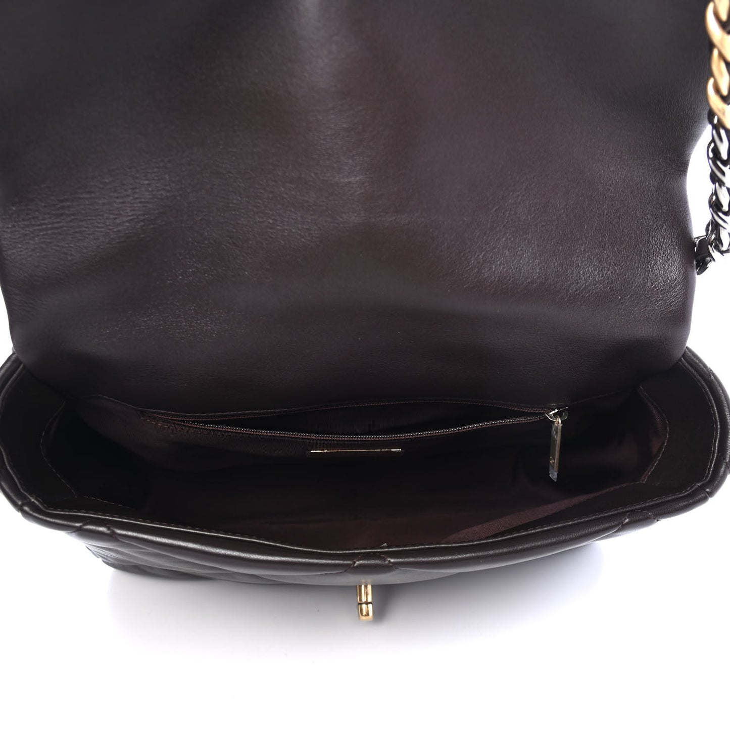 Lambskin Quilted Large Chanel 19 Flap Dark Brown