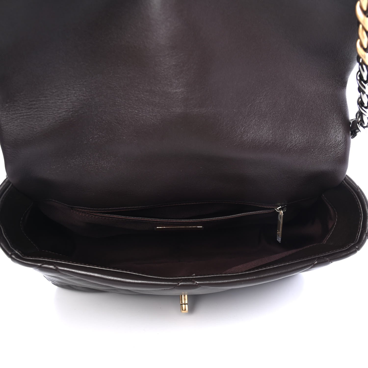 Chanel Lambskin Quilted Large Chanel 19 Flap Dark Brown 4 of 4