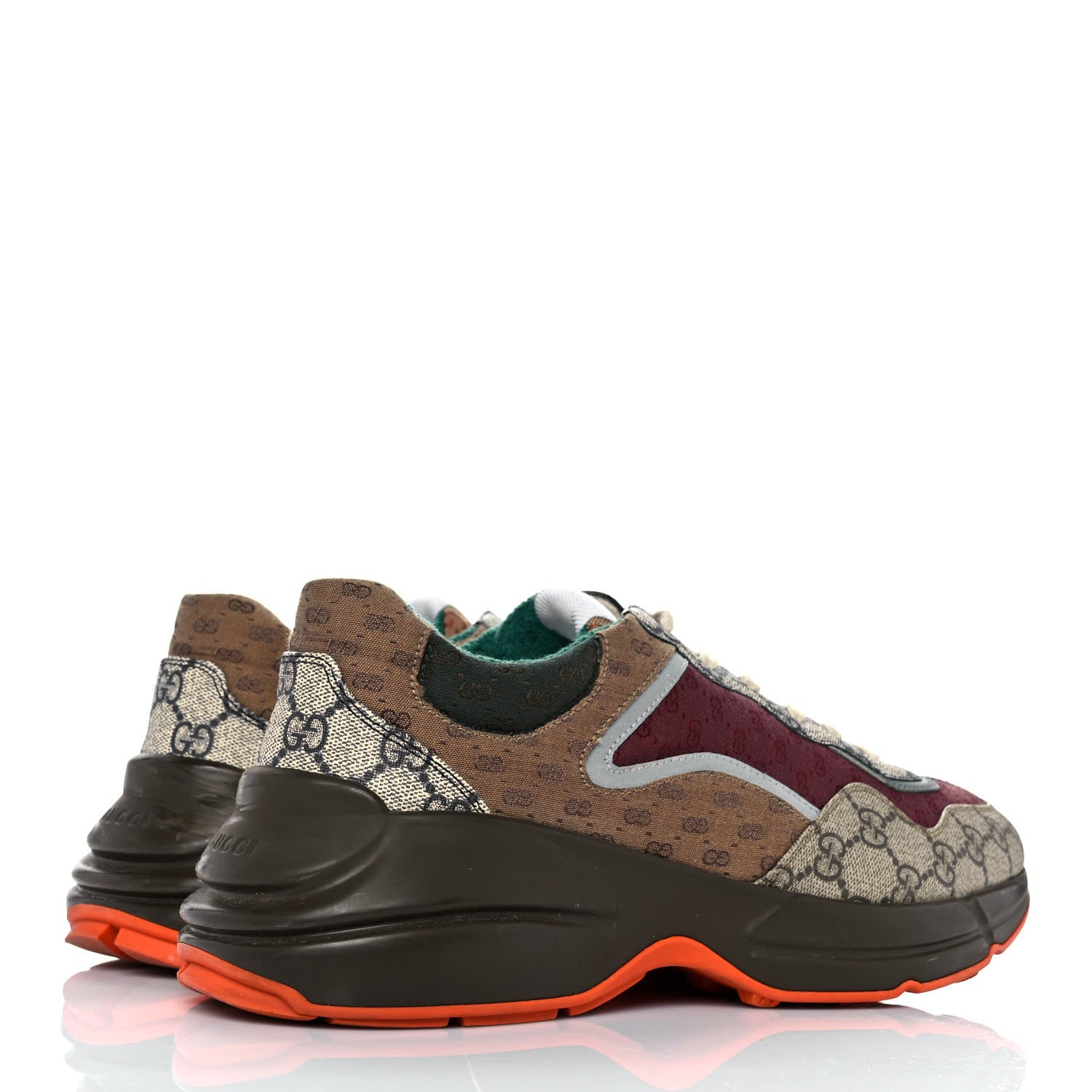Gucci GG Supreme Monogram Mix Monogram Womens Rhyton Sneakers 42 Bordeaux Beige Ebony 4 of 8