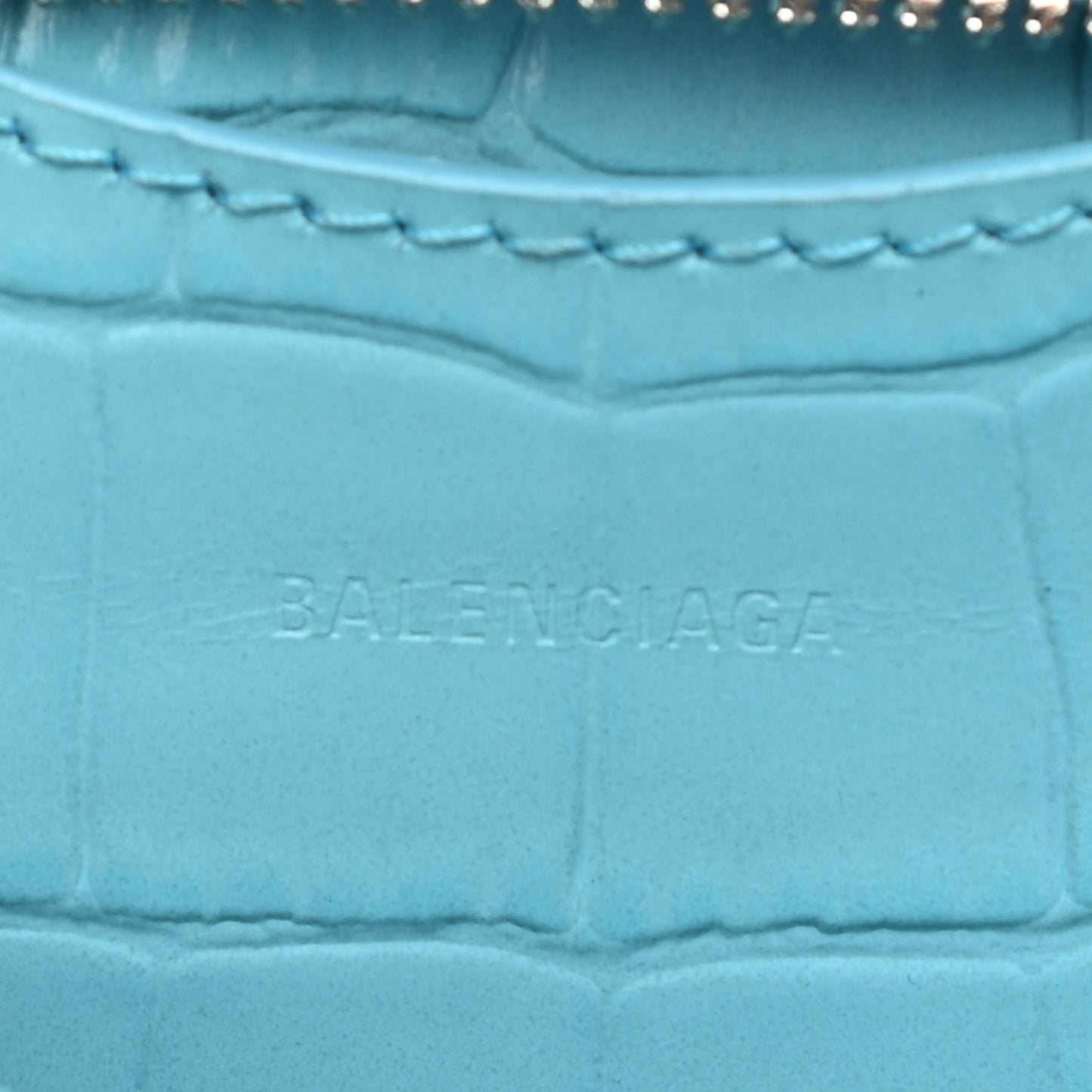 Calfskin Crocodile Embossed Neo Classic Silver Hardware Nano City Crossbody Azur
