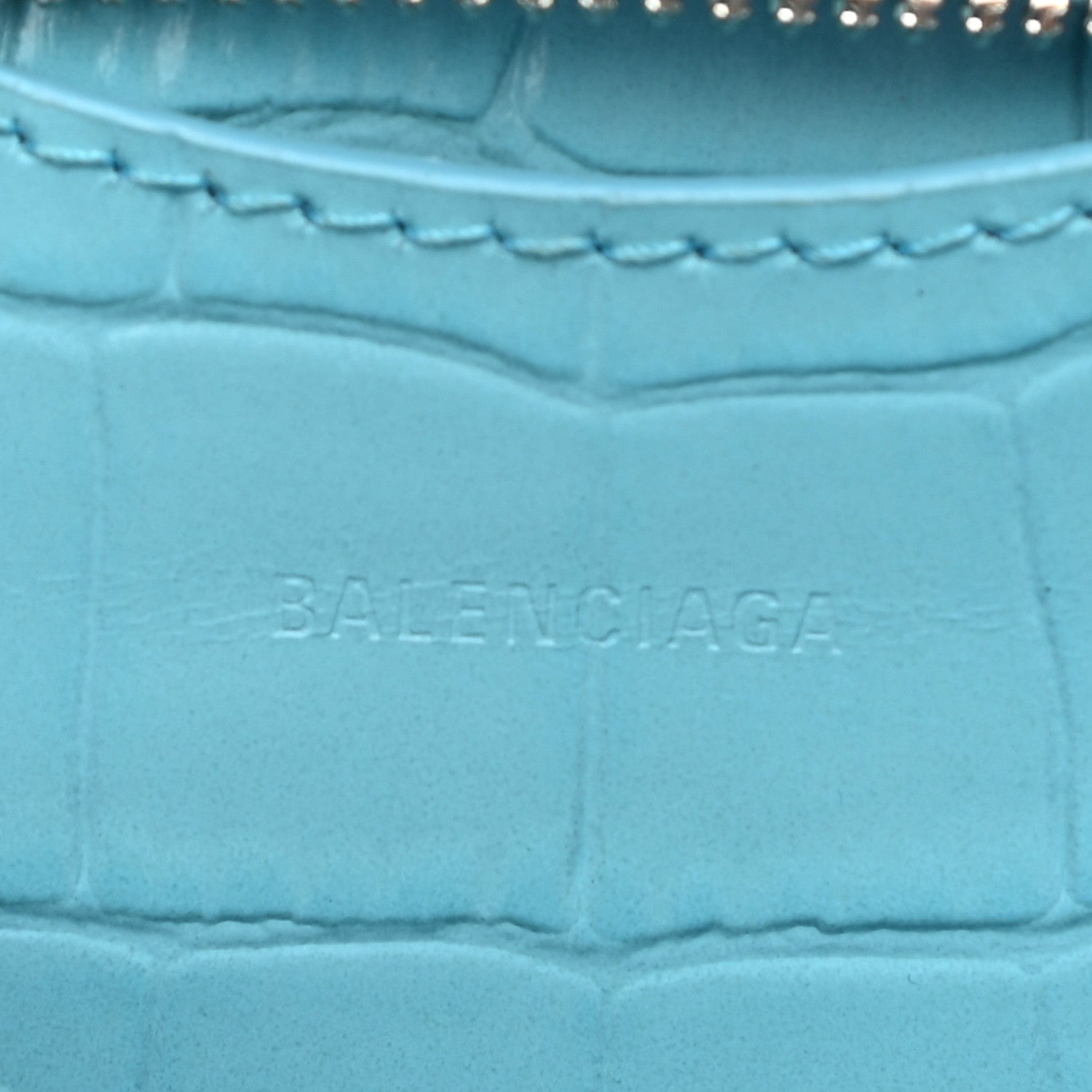 Balenciaga Calfskin Crocodile Embossed Neo Classic Silver Hardware Nano City Crossbody Azur 6 of 9