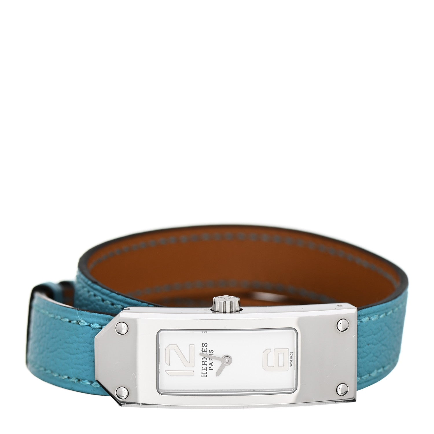 Hermes Stainless Steel Swift 15mm Kelly II Quartz Watch Blue Jean 2 of 5
