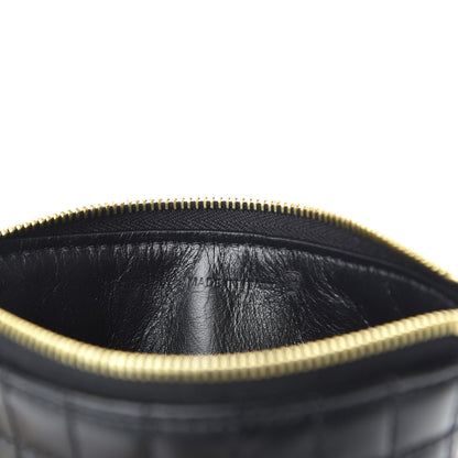 Celine Calfskin Quilted C Charm Coin Card Pouch Black 7 of 9
