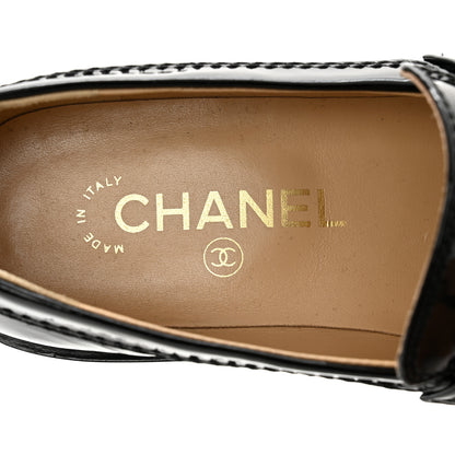Chanel Shiny Calfskin Logo Loafers 36.5 Black 8 of 10