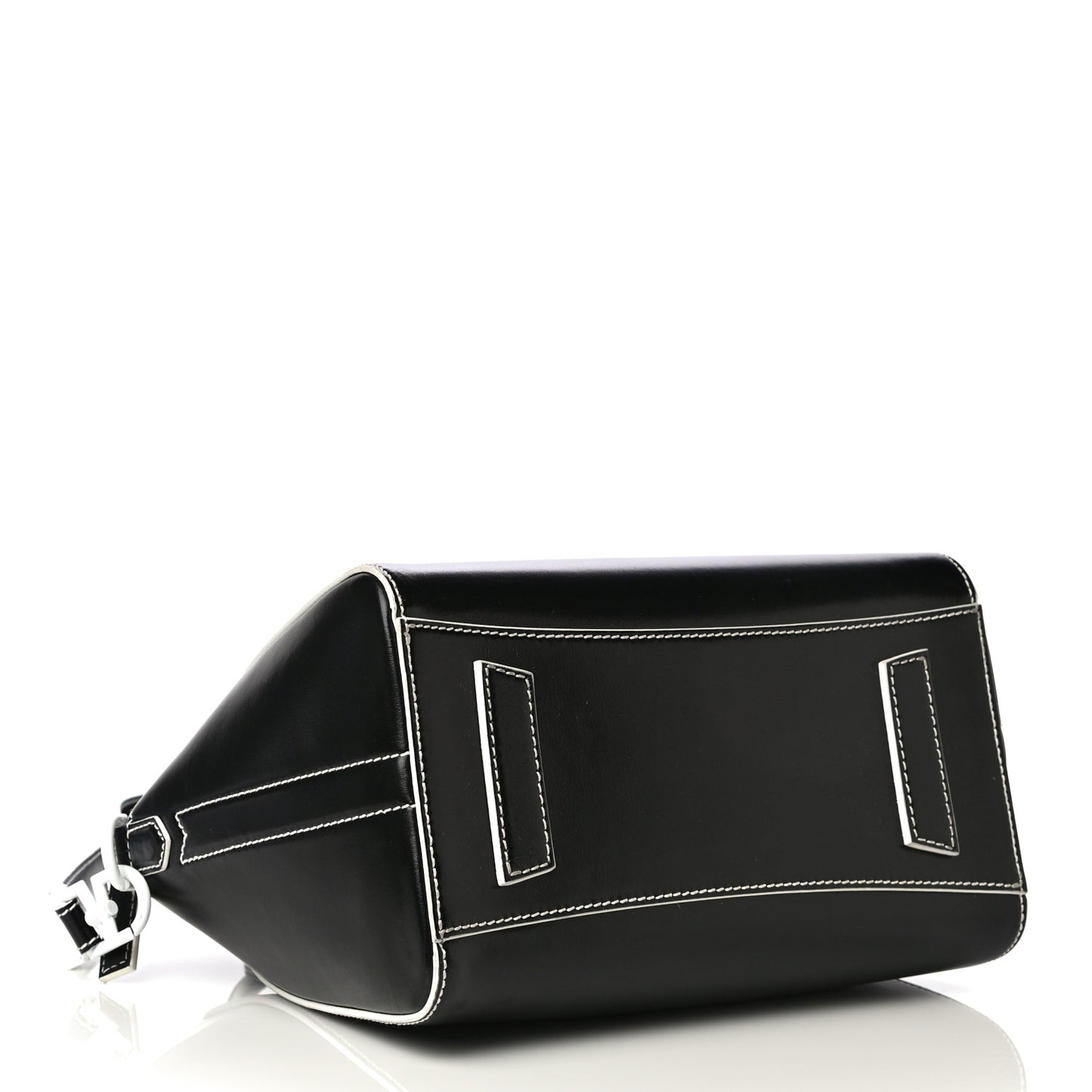 Calfskin Contrast Topstitch Small Antigona Black White