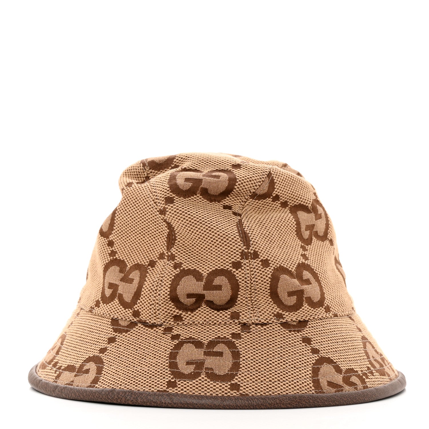 Gucci Monogram Jumbo GG Bucket Hat L Camel Ebony New Acero 3 of 9