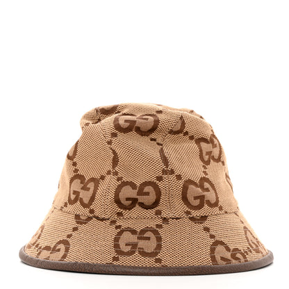 Gucci Monogram Jumbo GG Bucket Hat L Camel Ebony New Acero 3 of 9