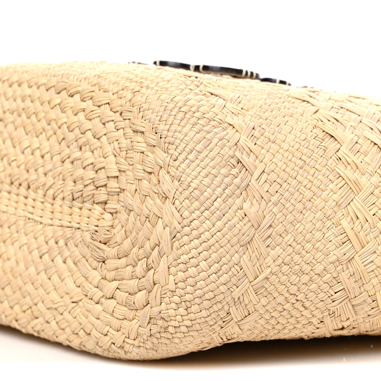 Calfskin Raffia Medium Anagram Basket Tote Bag Natural Tan