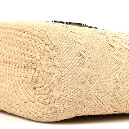 Loewe Calfskin Raffia Medium Anagram Basket Tote Bag Natural Tan 9 of 9