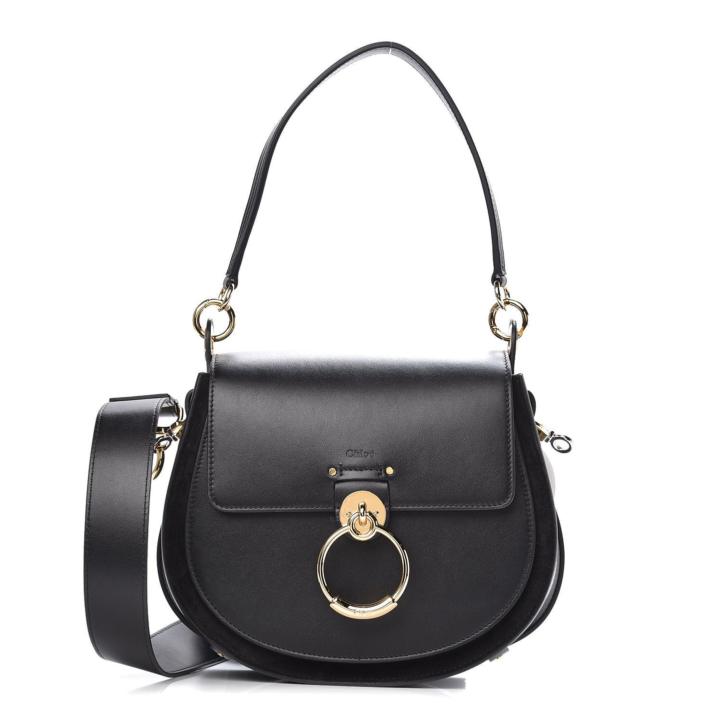 Calfskin Suede Large Tess Bag Black