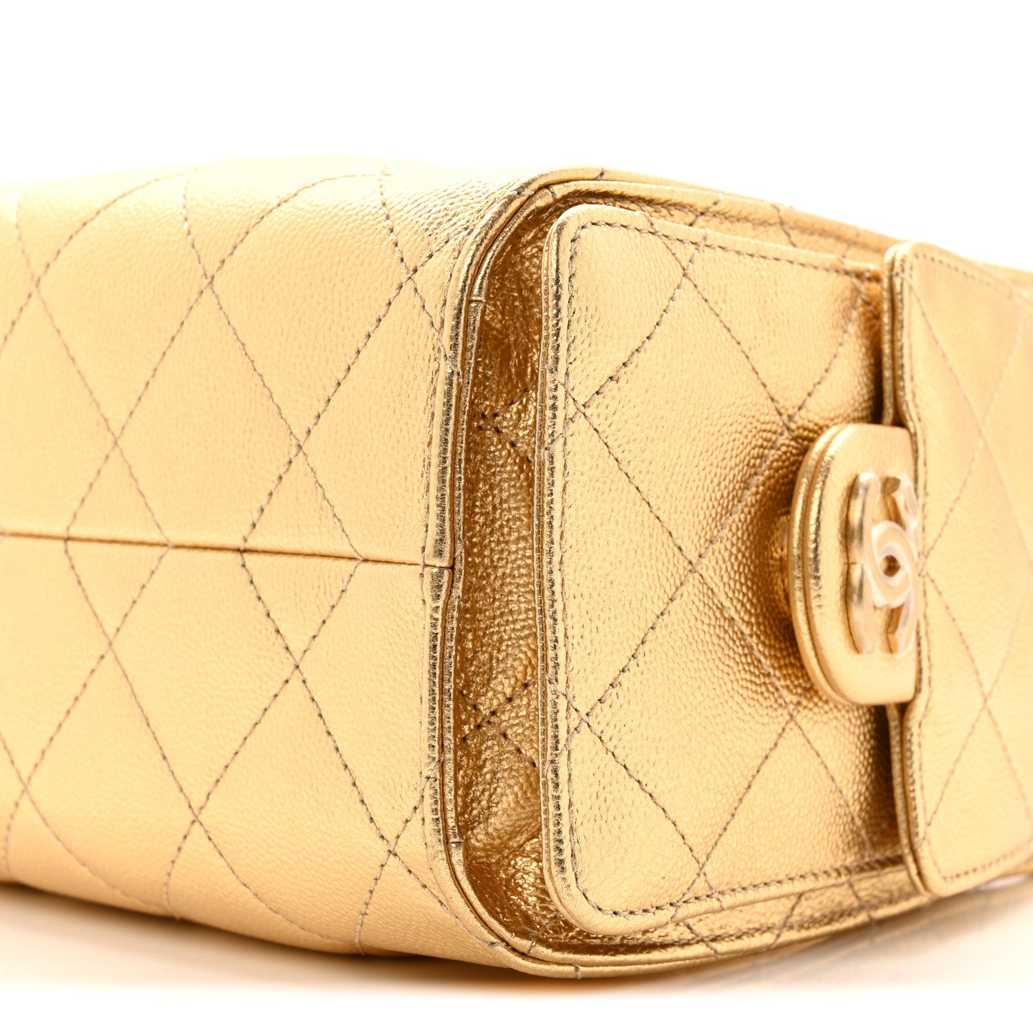 Chanel Metallic Caviar Quilted Mini Chanel 25 Handbag Gold 10 of 11