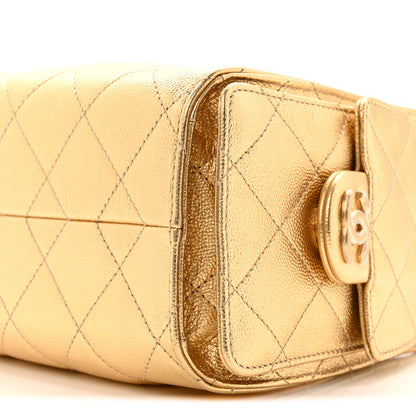 Chanel Metallic Caviar Quilted Mini Chanel 25 Handbag Gold 10 of 11