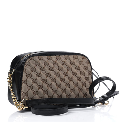 Gucci Monogram Matelasse Diagonal Small GG Marmont Chain Shoulder Bag Beige Black 2 of 5