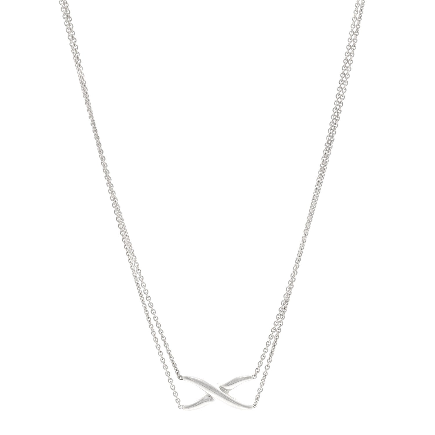 Tiffany Sterling Silver Paloma Picasso Double Chain X Pendant Necklace 1 of 4