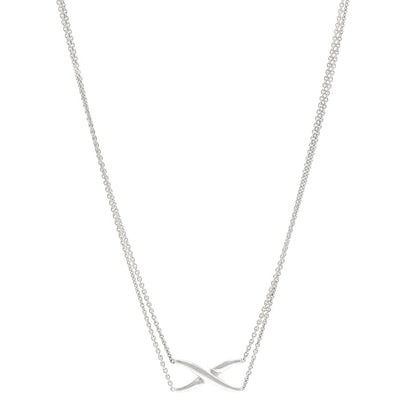 Tiffany Sterling Silver Paloma Picasso Double Chain X Pendant Necklace 1 of 4