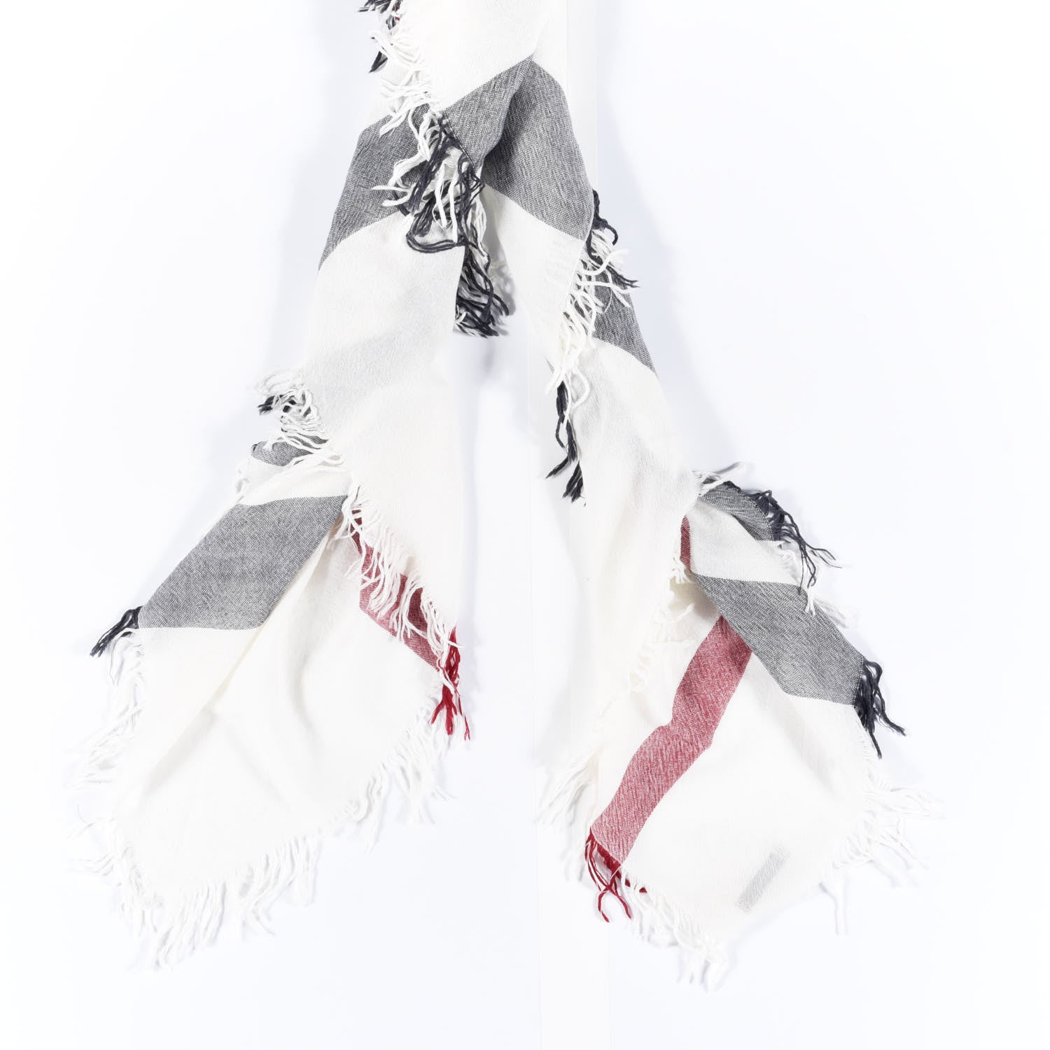 Burberry Merino Wool Check Square Scarf Ivory 2 of 3