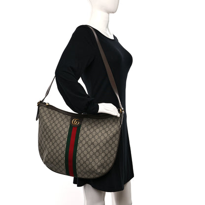 Gucci GG Supreme Monogram Web Ophidia Half Moon Hobo Brown 2 of 11