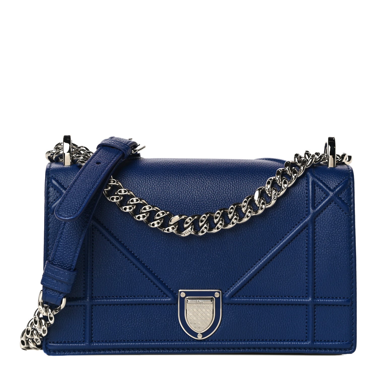 Christian Dior Grained Calfskin Small Diorama Flap Bag Bleu De Minuit 1 of 9