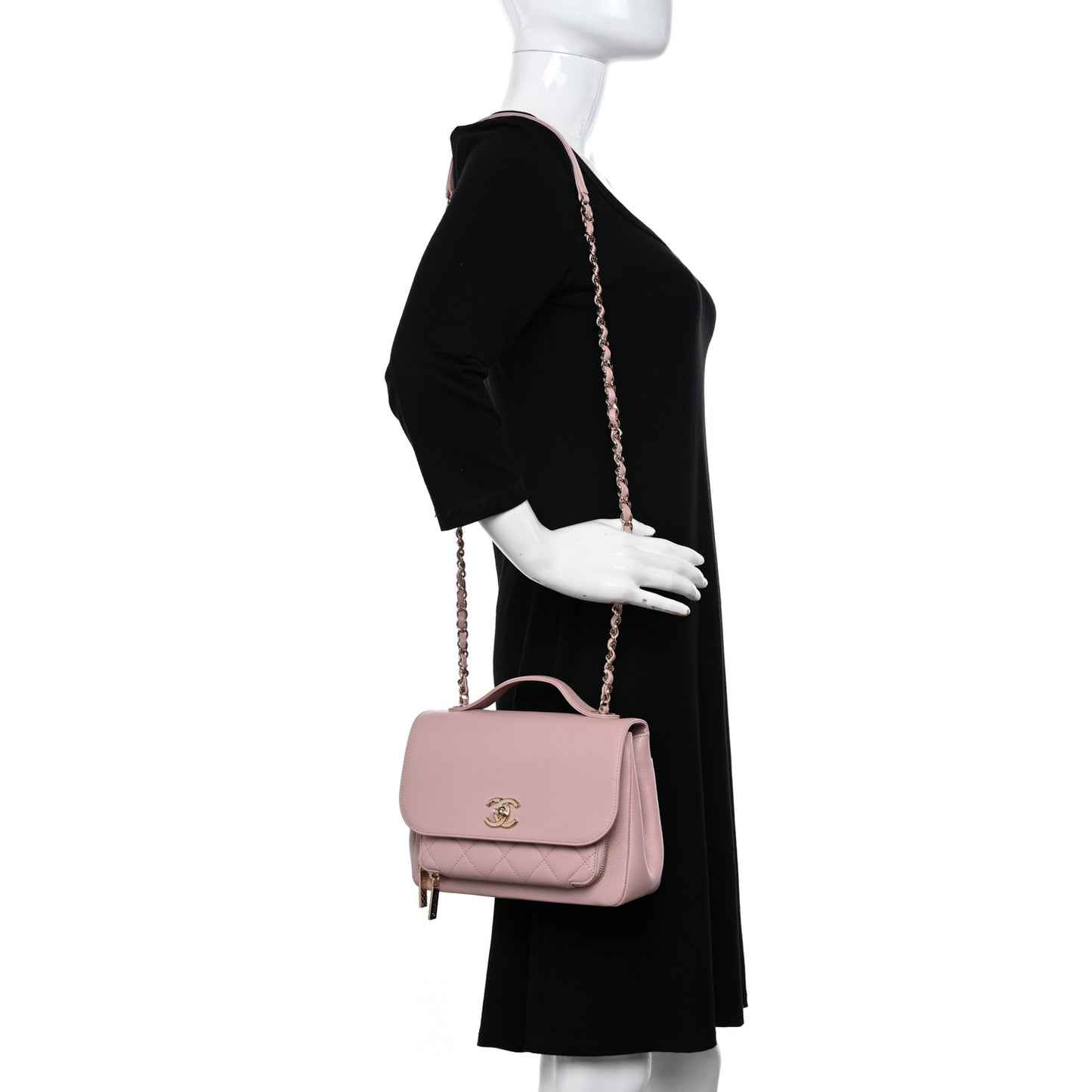 Caviar Quilted Medium Business Affinity Flap Light Pink