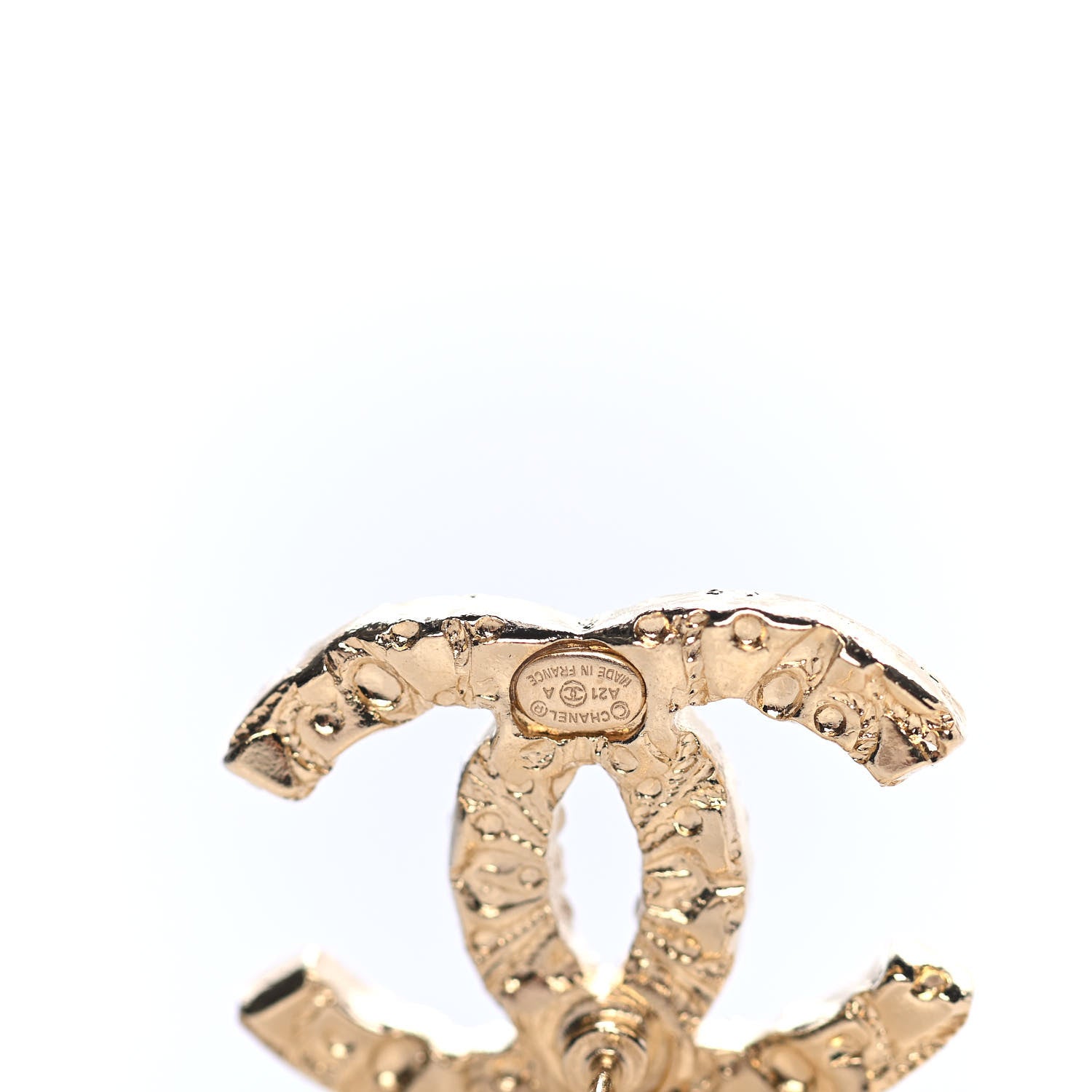 Chanel Metal Textured CC Earrings Gold 4 of 4