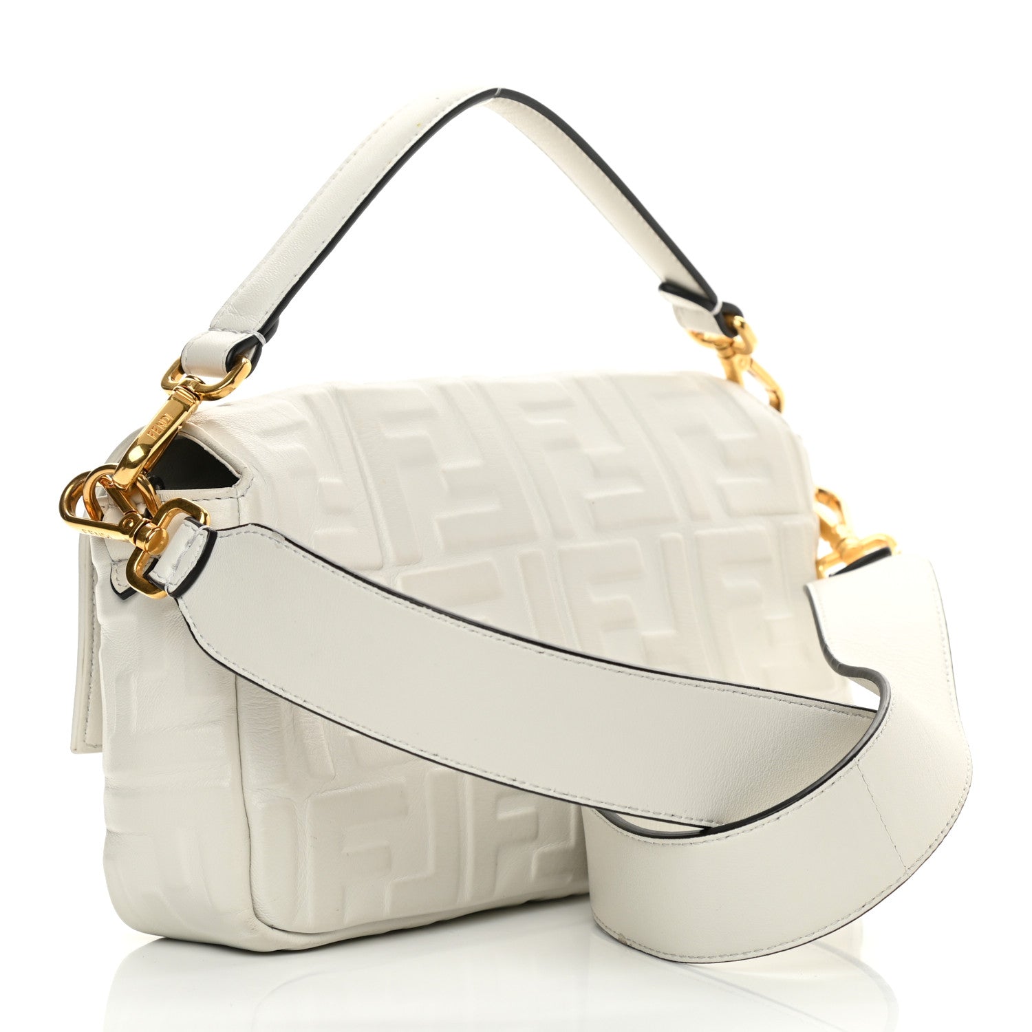 Fendi Nappa FF 1974 Embossed Baguette White 3 of 18