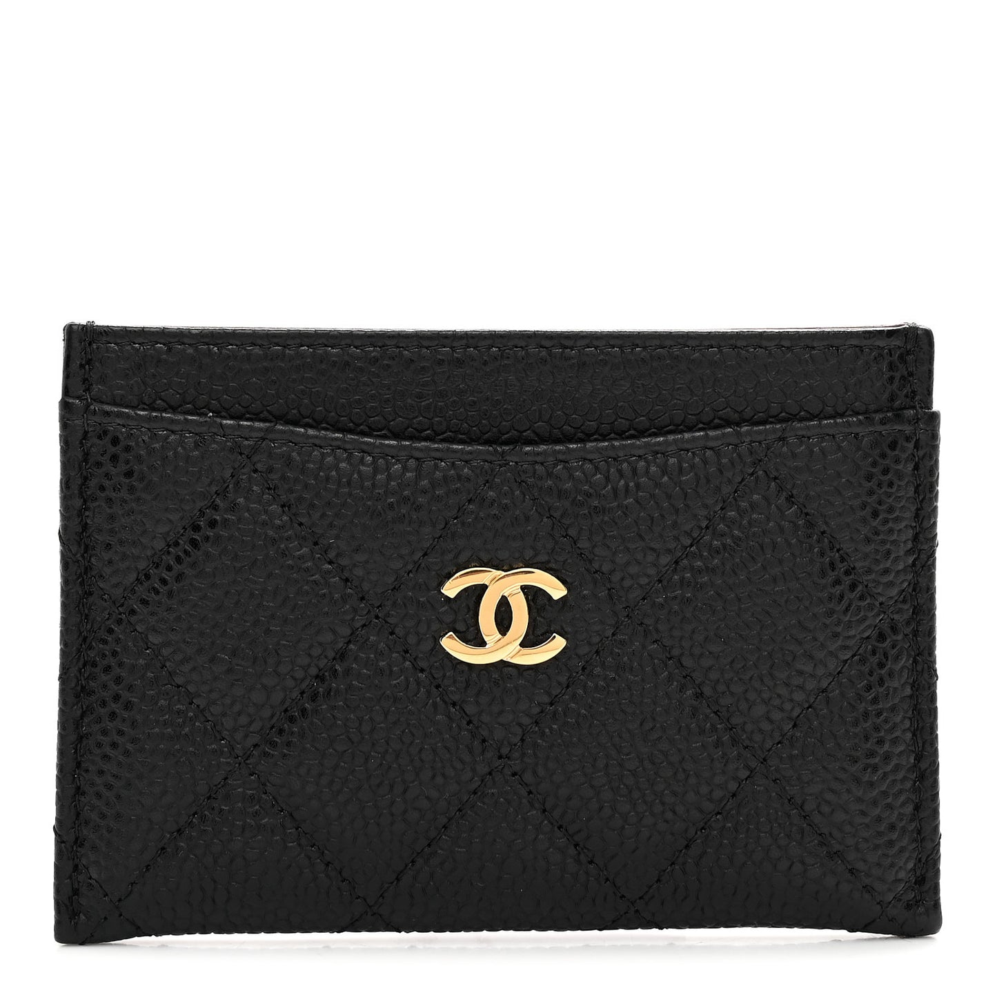 Caviar Quilted Card Holder Black
