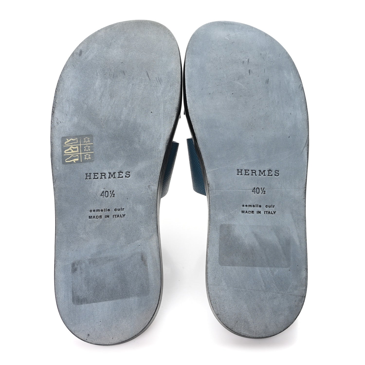 Hermes Epsom Izmir Sandals 40.5 Bleu Canard 6 of 10