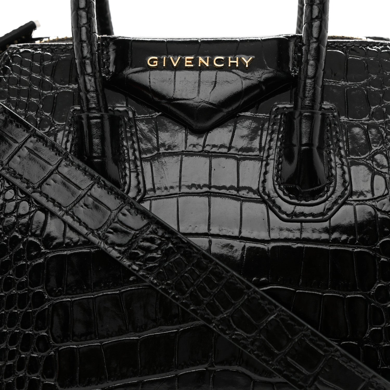 Givenchy Calfskin Crocodile Embossed Mini Antigona Black 8 of 8