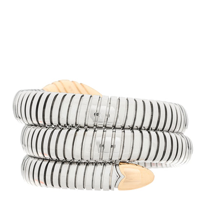Bulgari Stainless Steel 18K Rose Gold Serpenti Tubogas Double Spiral Bracelet 2 of 3