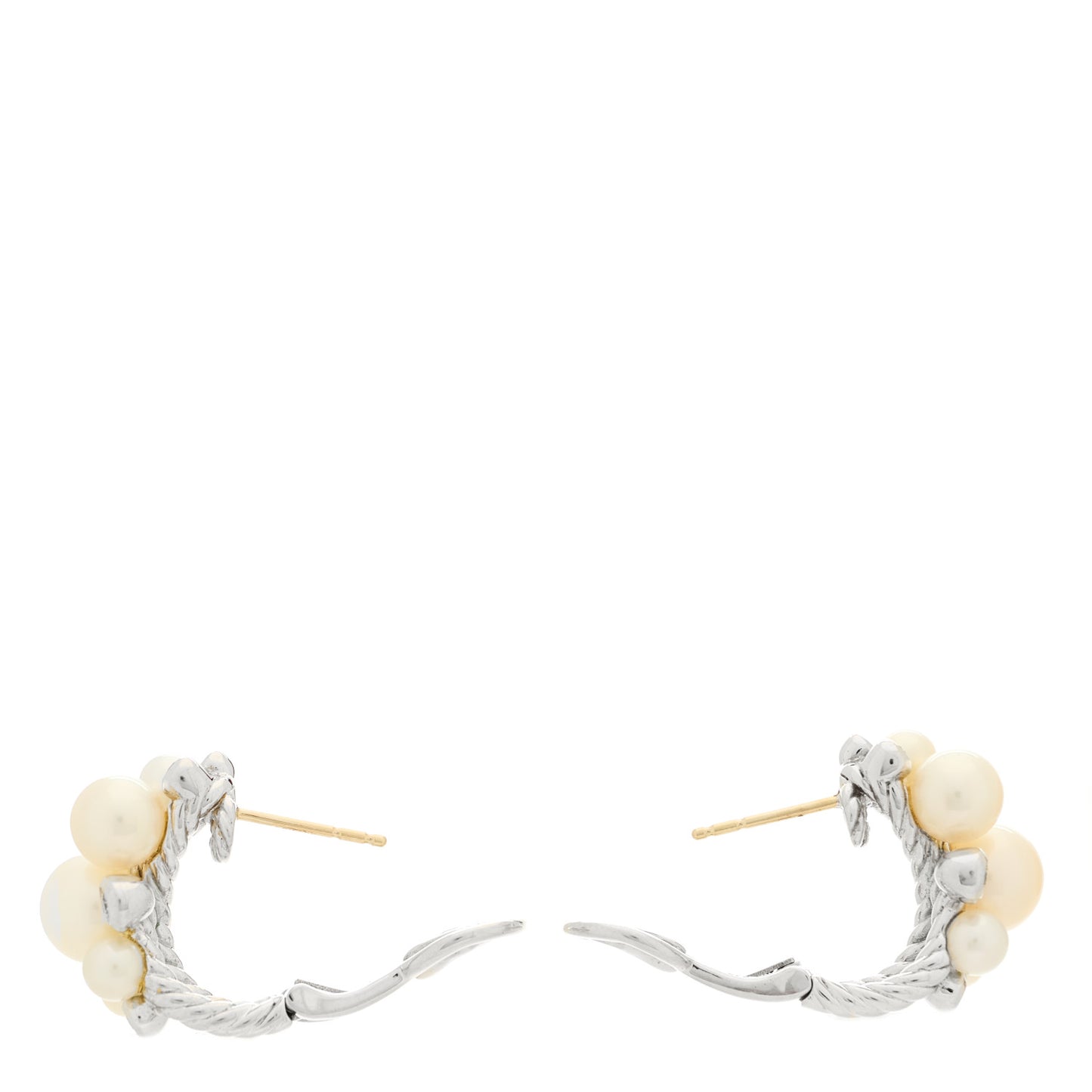 Sterling Silver Diamond Cultured Pearl Cluster Earrings