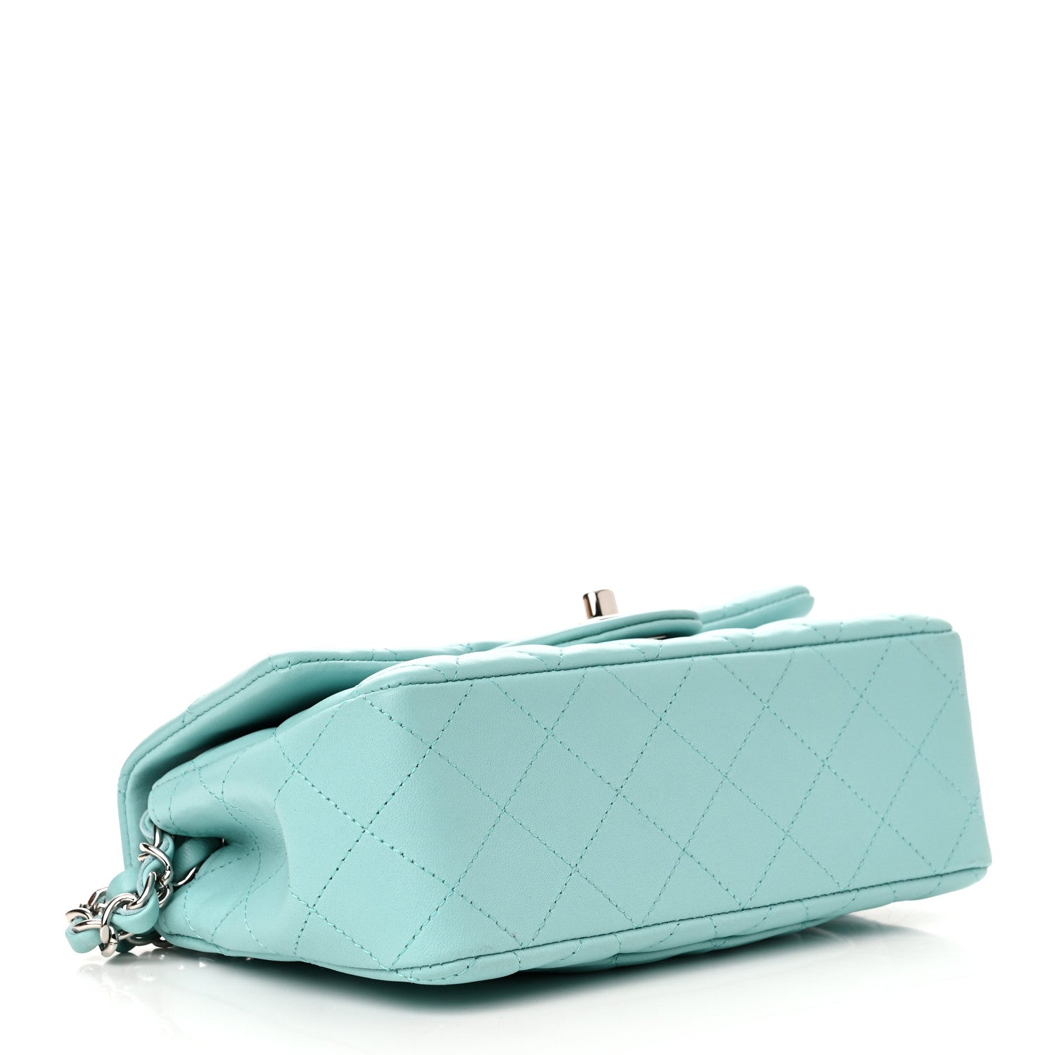 Chanel Lambskin Quilted Mini Rectangular Flap Light Blue 4 of 10