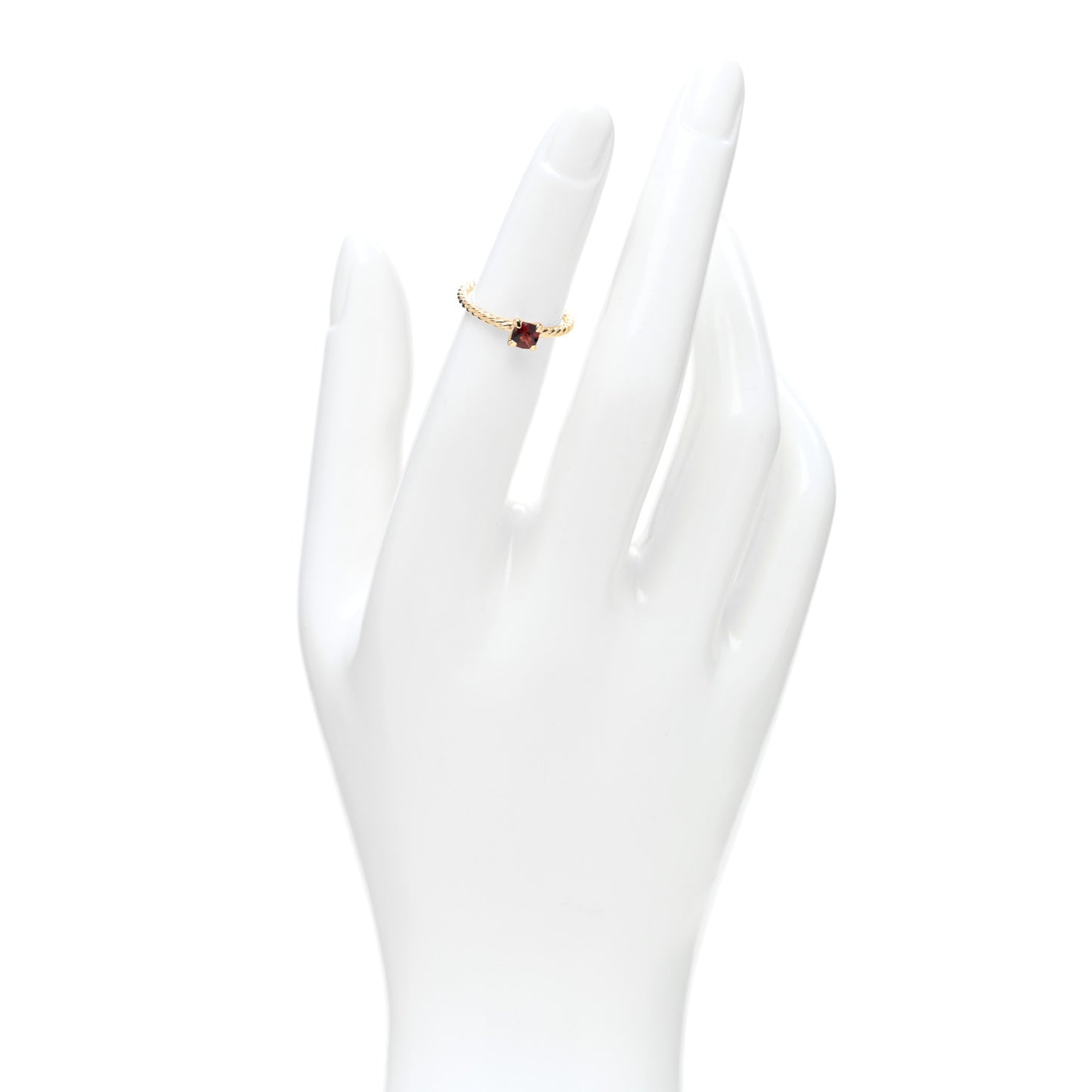 18K Yellow Gold Garnet 4mm Chatelaine Kids Ring 46 3.75