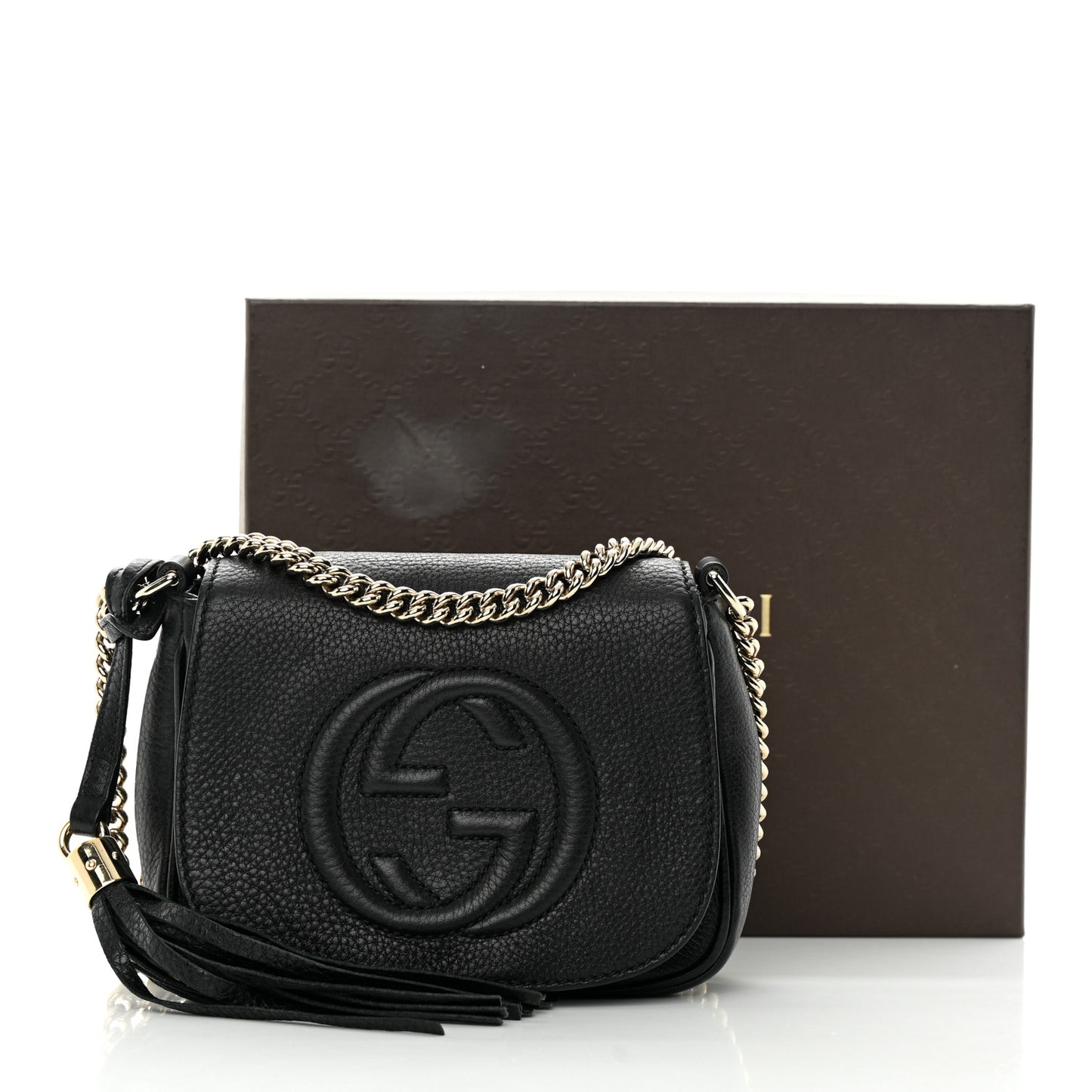 Pebbled Calfskin Small Soho Flap Crossbody Black