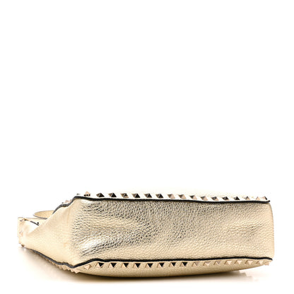 Valentino Garavani Metallic Pebbled Calfskin Small Rockstud Flip-Lock Messenger Bag Platino 4 of 9