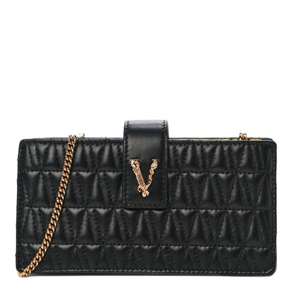Versace Nappa Quilted Virtus Mini Shoulder Bag Black 1 of 7