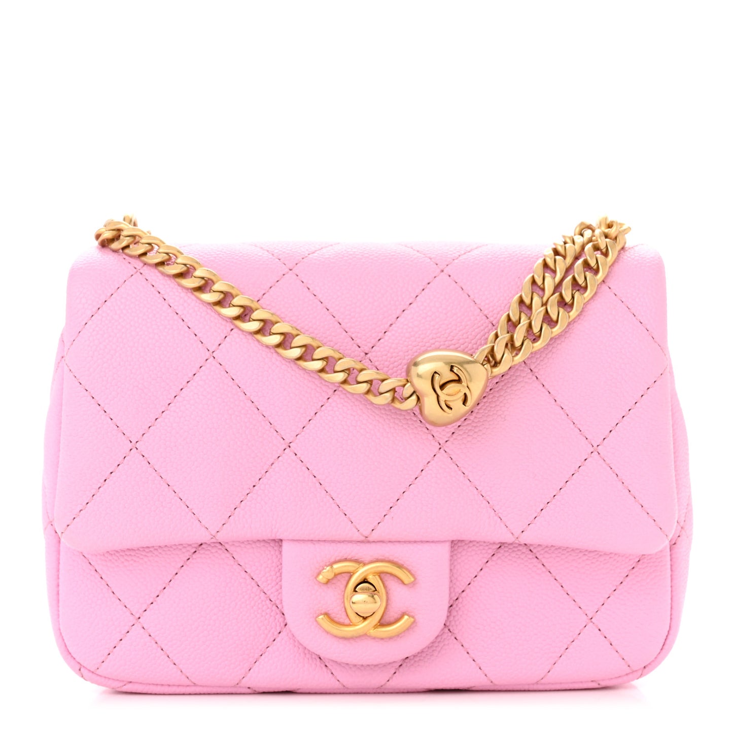 Caviar Quilted Mini Sweetheart Flap Lilac