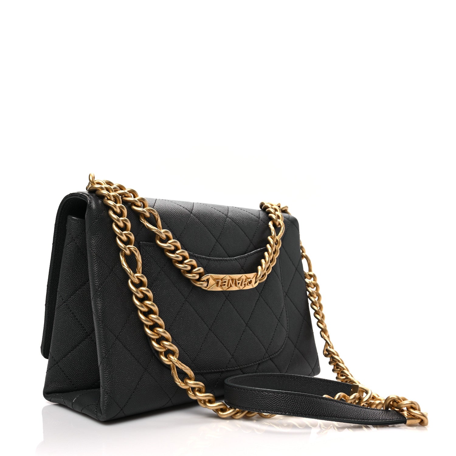Chanel Caviar Quilted Bracelet On Chain Flap Dark Grey 3 of 8