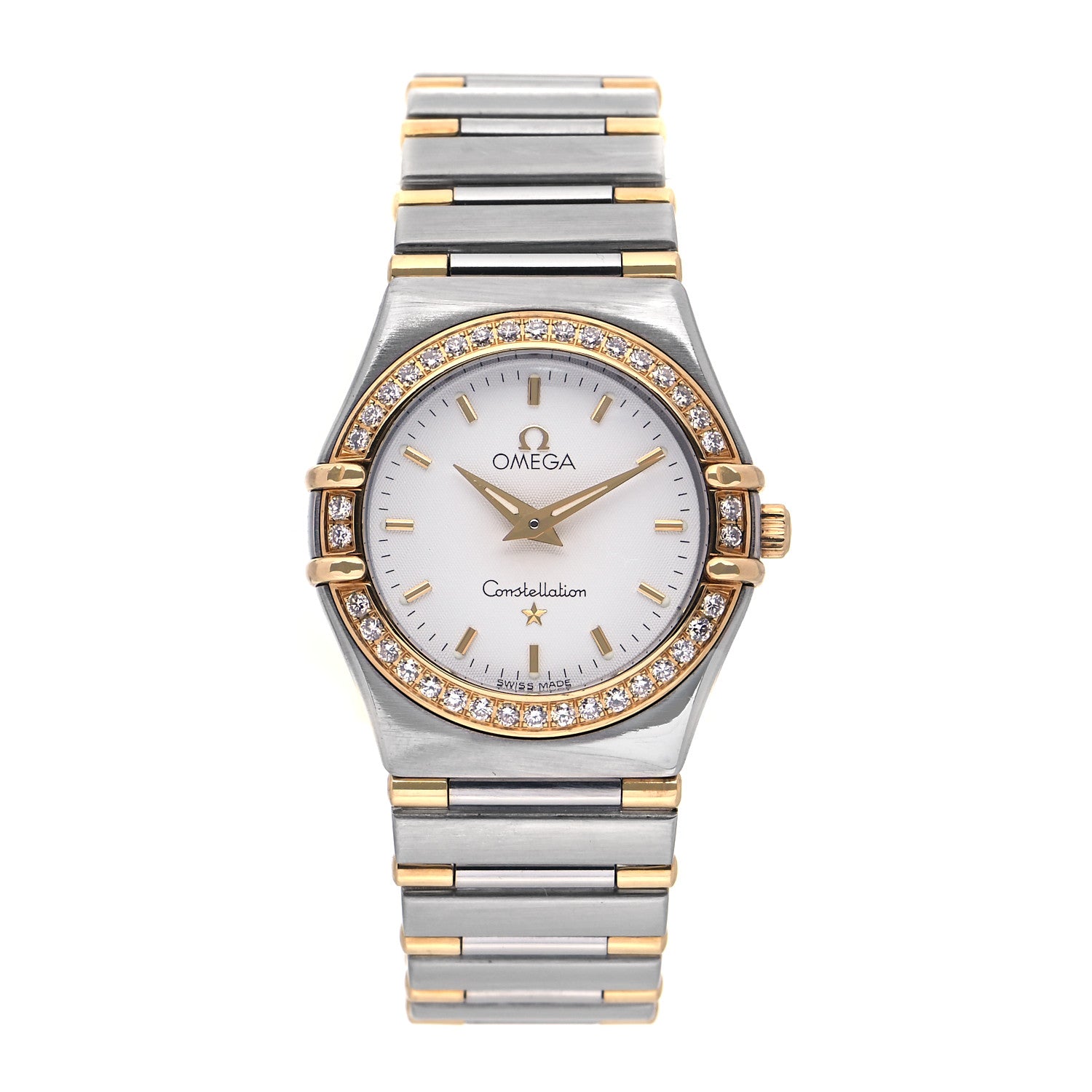 Omega Stainless Steel 18K Yellow Gold Diamond Bezel 25mm Constellation Quartz Watch White 1277.30.00 1 of 4