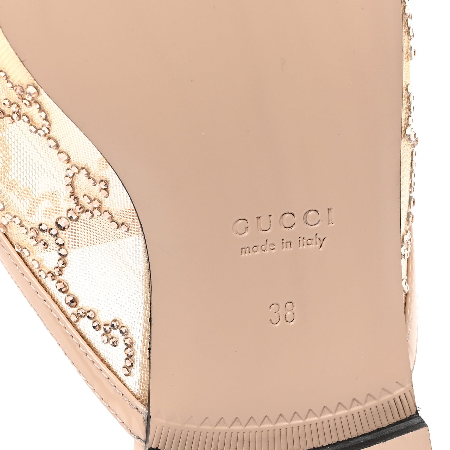 Gucci Patent Mesh Crystal GG Monogram Womens Princetown Slippers 38 Ivory 7 of 8