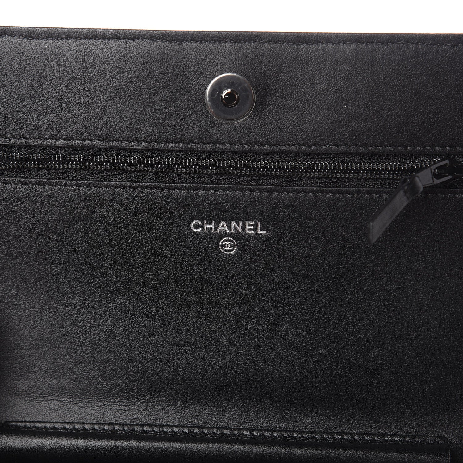 Chanel Canvas Studded CC Wallet On Chain WOC Black 5 of 10