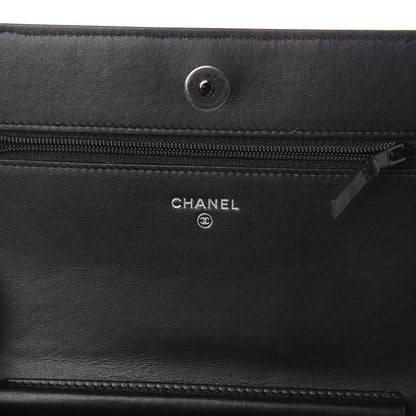 Chanel Canvas Studded CC Wallet On Chain WOC Black 5 of 10